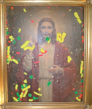 The Church of Not Quite So Much Pain and Suffering - mixed media collage